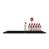Turn traffic panel type NOX | film RA1/A, hatched | on one side indicating left